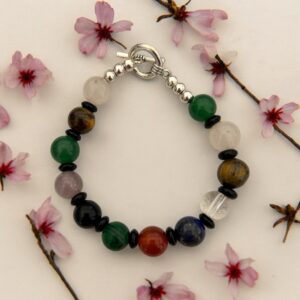 Pulsera de Zamak con Piedras Semipreciosas – 10 mm