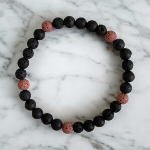 Pulsera de lava con rosa