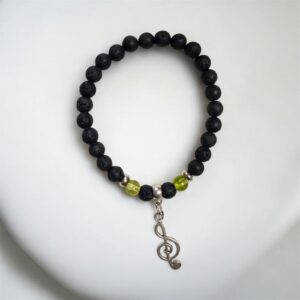 Pulsera de lava y olivina con sol