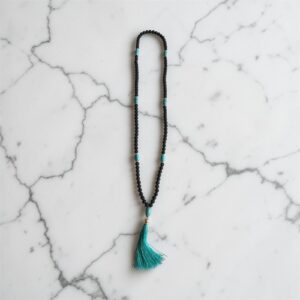 Mala de meditación de lava y turquesa